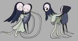 black_hair doggy_style gray_background grey_background hollow_knight hug long_hair penis penis_in_pussy simple_background tentacle thenaughtycake