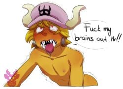 asking_for_it baseball_cap begging blonde_hair blush dellinger drooling earrings english_text femboy fish-men_(one_piece) hat headwear horns horny humanoid male male_only nude one_piece open_mouth red_eyes sharp_teeth solo speech_bubble tears tongue_out twink xnirox