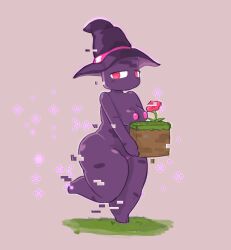 black_skin bullelewds enderman enderwoman flower minecraft minecraft_mob particles purple_nipples red_eyes shortstack witch_hat