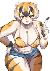 1girls amber_eyes anthro arknights big_breasts breasts female mx99926 solo solo_female thick_thighs tiger tiger_girl waai_fu_(arknights) wide_ships