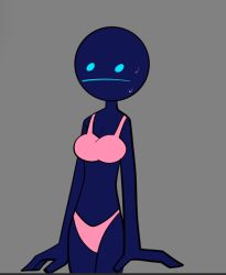 background bald bald_man blue_body blue_eyes blue_skin bra clothed crossdressing embarrassed embarrassed_male eyes grey_background hyuns_dojo male mouth mouth_closed panties pink_bra pink_panties rock_hard_gladiators skin stickman sweat sweatdrop sweating teenager underwear yoyo_(rhg)