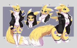 anthro blue_eyes digimon furry legwear renamon teranen yellow_fur