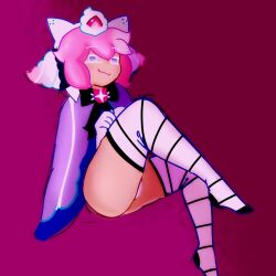 1femboy 2023 alternate_costume cookie_run femboy looking_at_viewer male pink_hair strawberry_crepe_cookie striped_legwear