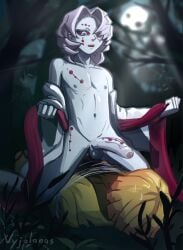 2boys demon_slayer femboy gay kimetsu_no_yaiba male_only rui_(kimetsu_no_yaiba) sitting_on_person spider_web tied_up zenitsu_agatsuma