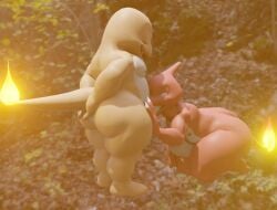 2023 3d_(artwork) anthro blender_(software) blender_eevee brother_(lore) brothers_(lore) charmander charmeleon chubby_male digital_media_(artwork) duo erection fellatio fire flaming_tail gay gay_blowjob generation_1_pokemon goeybowser lizard male male/male nintendo nipples open_mouth oral oral_sex orange_body penile pokemon pokemon_(species) reptile scalie sex sibling_(lore) simple_background tail