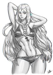 anime bikini bikini_bottom bikini_top braid breasts commission commissioner_upload cross hair long manga radiant ullmina