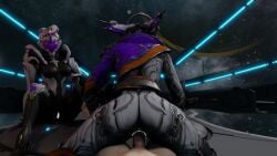 3d alien alien_girl animated ass athletic_female facelesstrigger human human_penetrating light-skinned_male no_sound protea_(warframe) protea_caladrius reverse_cowgirl_position robot robot_girl saryn_(warframe) saryn_prime_(warframe) tagme thick_thighs vaginal_penetration video warframe