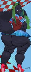 1girls alternate_version_available anthro ass_bigger_than_head ass_bigger_than_skirt ass_bigger_than_torso big_ass bottom_heavy cellulite fat_ass furry huge_ass hyper hyper_ass long_hair looking_back pyredaemos pyredoot short_skirt skunk_girl small_breasts squigga squirrel thick_thighs