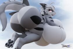 2023 3d_(artwork) 4:3 absurd_res aircraft airplane airship anthro ass big_breasts big_butt breasts digital_media_(artwork) fish hi_res huge_breasts huge_butt hyper hyper_breasts hyper_butt marine open_mouth shark tooeks