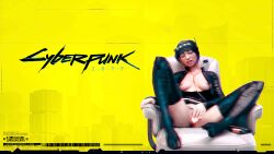 3840x2160 3dx anus black_hair boots breasts censored censored_pussy cgi chair chromatic_aberration closed_eyes cyberpunk cyberpunk_2077 cyberpunk_girl digital_art ecstasy exposed_breasts exposed_nipples fingering_self futuristic glitch jacket_open labia legs_apart masturbation meaty_pussy naked nude original_character panties_aside pistol pleasure_face poster pussy relaxing rubbing_clitoris sakirah sakirah_rodaun science_fiction scifi sitting_on_chair upskirt vagina wallpaper yellow_background