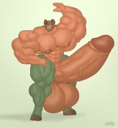 anthro boner erection furry gab_art hyper hyper_balls hyper_cock hyper_genitalia hyper_penis male male_only muscle muscles muscular muscular_arms muscular_male muscular_thighs nipples nude pecs satyr solo solo_male veiny_penis