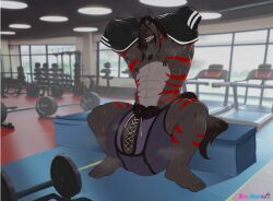 1boy abs animated anthro danny_ashbeck_jr diphallia diphallism eroskun furry gym horse_penis horsecock hyper hyper_balls hyper_cock hyper_penis hyper_testicles male male_focus male_only multi_penis muscular muscular_male penis solo