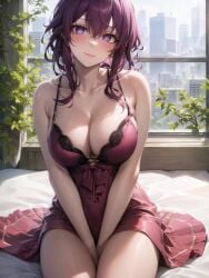 1girls ai_generated apel curvaceous curvy_body curvy_female curvy_figure female_focus female_only honkai:_star_rail huge_breasts jordan53 kafka_(honkai:_star_rail) magenta_hair seductive_look short_hair solo_female stable_diffusion voluptuous voluptuous_female