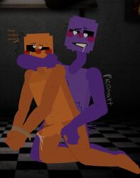 anal anal_sex bondage dave_miller_(dayshift_at_freddy's) davesport dayshift_at_freddy's dsaf english_text gay jack_kennedy_(dayshift_at_freddy's) male/male male_only orange_skin picomart purple_skin text tied_up yaoi