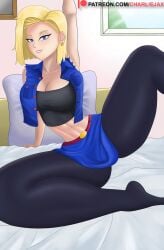 1girls android android_18 boobs_and_butt_pose breasts charliejax dragon_ball female female_only patreon patreon_username solo