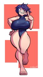 big_breasts comfysaur freckles_on_face freckles_on_shoulders freckles_on_thighs killary_(mangneto) smile swimsuit thick_thighs