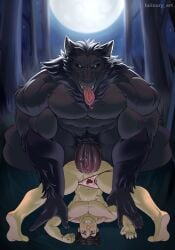 anal anal_sex human hyper_penis luiixury_art muscle muscles muscular muscular_arms muscular_male muscular_thighs veiny_penis werewolf