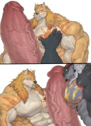 abs denkon1886 diangun furry gay hyper hyper_cock hyper_penis muscle muscular muscular_male pecs veiny_penis