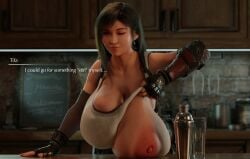 1girls 3d areolae breasts elbow_gloves female female_only final_fantasy final_fantasy_vii final_fantasy_vii_remake huge_breasts human large_areolae long_hair nipples one_breast_out puffy_areola red_eyes sagging_breasts solo solo_female square_enix superbig text tifa_lockhart tight_clothing undressing