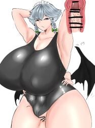 1futa 1girls 2020 abs bar_censor big_breasts big_penis breasts carrottewi censored clothed clothing erection faceless_futanari female female_focus futa_on_female futanari grabbing_from_behind grey_hair heart height_difference huge_breasts human humanoid humanoid_penis light-skinned_female light-skinned_futanari light_skin muscular_female nipple_bulge old_art partially_clothed penis remilia_scarlet sakuya_izayoi sex sex_from_behind silver_eyes solo_focus standing swimsuit thick_thighs touhou vaginal_penetration venus_body white_background wings