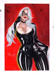 1girls 2023 black_cat_(marvel) curvaceous curvy_body curvy_female ed_benes_studio felicia_hardy female_focus female_only hi_res huge_breasts latex_suit long_hair marvel marvel_comics skin_tight solo_female solo_focus spider-man_(series) victim_official voluptuous_female white_hair