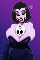 1girls big_breasts black_hair cartoon_network cleavage female female_focus female_only goth goth_girl grim_(billy_and_mandy) huge_breasts kiss_mark lipstick_mark looking_at_viewer malaria n-ronin skull the_grim_adventures_of_billy_and_mandy
