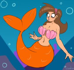 bra breasts cleavage female genderswap_(mtf) large_breasts mermaid midriff navel rule_63 slemka smooth_skin the_fairly_oddparents thick_lips timantha timmy_turner underwater