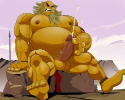 balls bara beard big_penis boner cum darunia erection facial_hair goron male male_only masturbation muscles muscular nintendo nude ocarina_of_time orgasm overweight penis solo solo_male the_legend_of_zelda thymilph