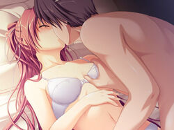 1boy 1girls aliet_(ouzoku) breast_grab jin_(ouzoku) kissing ouzoku sasaki_tamaru straight