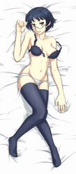 bra dakimakura glasses hakamichi_shizune high_resolution katawa_shoujo lingerie megane open_bra panties pimmy propaganda thighhighs