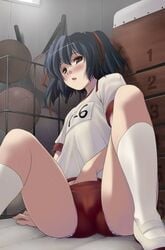 1girl 1girls blush blushing female female_only gym_uniform masturbating masturbating_under_clothes masturbation masturbation_under_clothes nishiyama_maruta short_hair small_breasts solo solo_female tagme