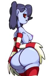 1girls ass big_ass blue_body blue_skin breasts bubble_butt dushon fat_ass female skullgirls small_breasts squigly voluptuous voluptuous_female white_background zombie zombie_girl