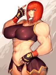 1girls athletic_female big_breasts breasts female female_only fumio_(rsqkr) gloves large_breasts marisa_rossetti muscles muscular muscular_female red_hair short_hair solo street_fighter street_fighter_6 tomboy