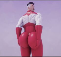 3d ass dreams dumptruck_ass gay holding_ass invincible looking_back male_focus male_only moustache omni-man red_suit spandex thick_ass thick_thighs