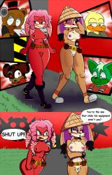 anthro archie_comics blush comic conquering_storm dr._eggman duo elebrruno embarrassed exhibitionism felid feline female female/female forced forced_exposure hi_res humanoid humiliation ima_thing lien-da lynx mammal mobian mobian_(species) sega sonic_(series) sonic_the_hedgehog_(archie) sonic_the_hedgehog_(comics) sonic_the_hedgehog_(series)