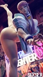 1girls 3d ass bottomless dat_ass female female_only flexible manon_legrand pink_hair sixser solo standing standing_on_one_leg standing_split street_fighter street_fighter_6