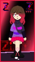 2d 2d_(artwork) 2d_artwork ? bete_noire casual_exposure clothed color confused futa_only futanari glitchtale long_hair pixel_art precum self_upload tagme unaware undertale undertale_(series) undertale_au z!betty zixy