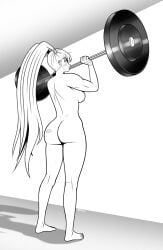 1girls ass bandages barbell breasts casual_nudity completely_nude female female_only nude rainbow_mika sideboob solo street_fighter walkingdeadmann weightlifting