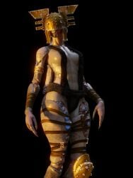 3d alien alien_girl armor black_background breasts bungie destiny_(game) eliksni female female_focus female_only gray_nipples grey_skin mostly_nude multi_arm multi_limb muscular muscular_female nipples pickle_juice scorn sideboob skinny slender_waist thick_thighs video_games