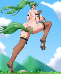 1girls anal anus ass back bare_back bare_thighs bit_gag bondage bondage_gear boots bound_wrists breasts buttplug buttplug_tail day double_penetration exhibitionism female female_only femsub fire_emblem fire_emblem:_the_blazing_blade gag grass green_eyes green_hair happy happy_sub harness_gag huge_breasts humiliation large_ass large_buttplug leg_up long_hair lyn_(fire_emblem) marching mechacat9000 naked_boots naked_footwear naked_gloves nintendo nipple_piercing nipples nude nude_female outdoors petplay piercing ponyplay pussy_juice restrained ring_piercing rock running sex_toy solo sweat tail thick_thighs thigh_boots thighs training vaginal_penetration very_long_hair wet_pussy x-ray