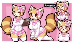 aggressive_retsuko aggretsuko anthro anthro_only bow heart-shaped_pupils legwear red_panda retsuko sanrio skirt tagme teranen twitter_username