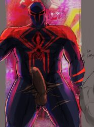 balls bara big_penis boner costume erection male male_only marvel miguel_o'hara muscles muscular penis ripped_clothing sofftxddies solo solo_male spider-man spider-man:_across_the_spider-verse spider-man:_into_the_spider-verse spider-man_(series) spider-man_2099 superhero_costume