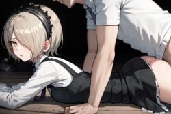 ai_generated cum cum_in_ass cum_inside danganronpa danganronpa_v3 prone_bone pubic_hair sex sweating toujou_kirumi unseen_male_face visible_breath