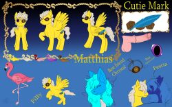 absurd_res avian bird chrystaldraw cutie_mark digital_media_(artwork) equid equine fan_character feral flamingo genitals hasbro hi_res male male/male mammal matthias model_sheet my_little_pony mylittlebrony pegasus penis solo steampunk wings yellow_body