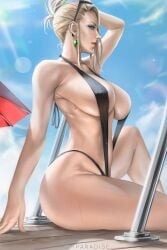 1girls big_ass big_breasts bikini blonde_female blonde_hair blue_eyes breasts female female_only final_fantasy final_fantasy_vii final_fantasy_vii_remake fully_clothed hi_res large_breasts light-skinned_female light_skin looking_at_viewer mature_female milf pool revealing_clothes scarlet_(ffvii) skimpy_clothes sling_bikini slingshot slingshot_swimsuit solo swimsuit thick_thighs thighs voluptuous we1cometoparadiseart welcometoparadise wide_hips wtparadise