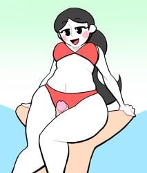 1boy 1girls 2023 bikini commission commissioner_upload lovetopullmicke nintendo penis pov rhythm_heaven rhythm_tengoku tap_trial_girl thigh_sex yuka_(rhythm_tengoku)