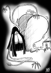 big_ass big_breasts big_breasts big_butt creepy creepy_smile ghost ghost_girl ghost_hands ghost_tail hourglass hourglass_figure huge_ass huge_butt sketch terrifying unknown80000