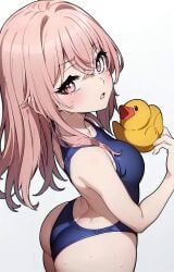 ai_generated ass ass_focus big_ass big_butt blush cute dat_ass inui_sajuna long_hair looking_back pink_eyes pink_hair rose_hair school_swimsuit smaller_female sono_bisque_doll_wa_koi_wo_suru swimsuit tiny young younger_female
