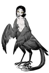 1girls black_hair casual_nudity chillsamgong chinese_mythology cryptid female female_focus female_only harpy harpy_girl harpy_humanoid multi_leg multi_limb mythological_avian mythology naked nonsexual_nudity pale_skin small_breasts topless topless_female