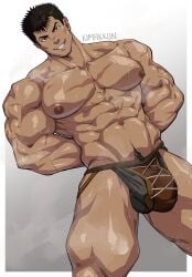 1boy berserk big_breasts big_bulge black_hair breasts buff built bulge busty dark_hair fit fit_male guts_(berserk) hands_behind_back huge_breasts huge_bulge hunk kimakkun large_breasts male male_only muscle muscles muscular muscular_arms muscular_legs muscular_male muscular_thighs nipples penis_under_clothes pubic_hair pubic_hair_peek scar scar_on_chest scar_on_face scarred scars scars_all_over smile smiling solo spiky_hair tagme tan_body tan_skin tanned tanned_skin thick thick_thighs thighs toned toned_male topless wet wet_body wet_skin